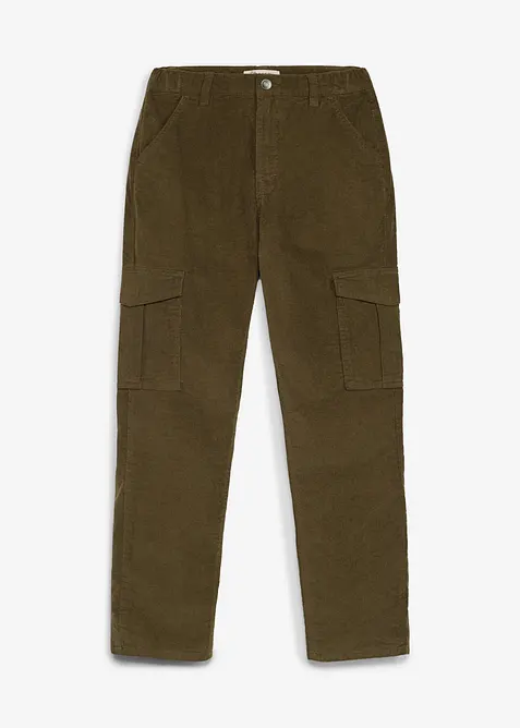 Pantaloni cargo di velluto termici con fodera in jersey, regular fit, bonprix
