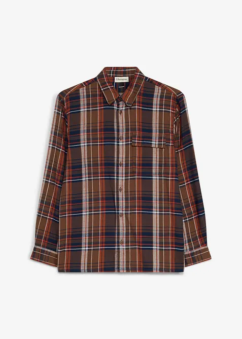 Camicia di flanella a quadri oversize con taschino al petto, bonprix