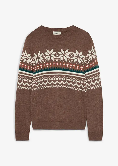 Maglione in filato fine con motivo norvegese, bonprix