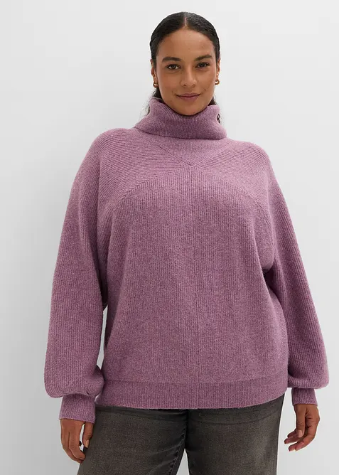 Maglione a collo alto con maniche a sbuffo, bonprix