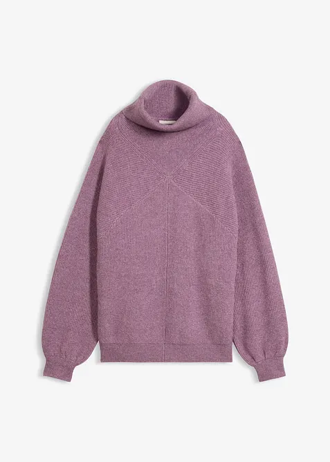 Maglione a collo alto con maniche a sbuffo, bonprix