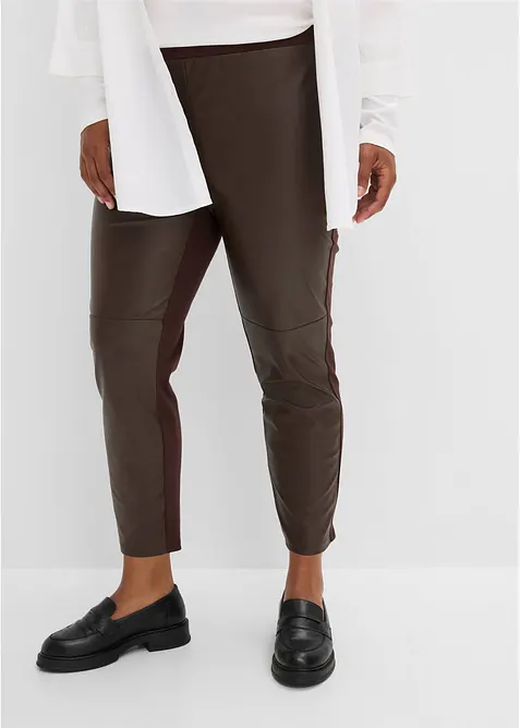 Leggings in similpelle con impunture al ginocchio, bonprix