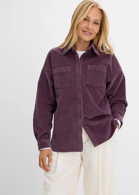 Giacca-camicia oversize in velluto a coste di misto cotone, bonprix
