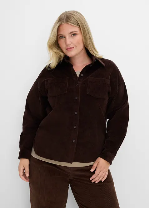 Giacca-camicia oversize in velluto a coste di misto cotone, bonprix