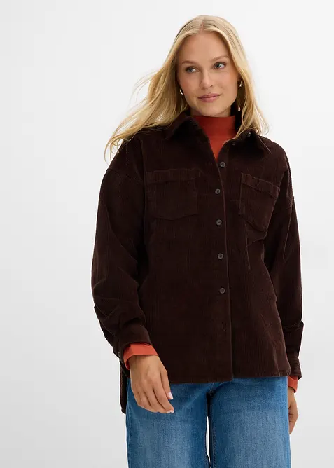 Giacca-camicia oversize in velluto a coste di misto cotone, bonprix