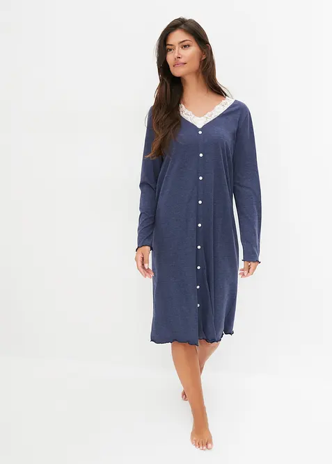 Camicia da notte lunga con abbottonatura, bonprix