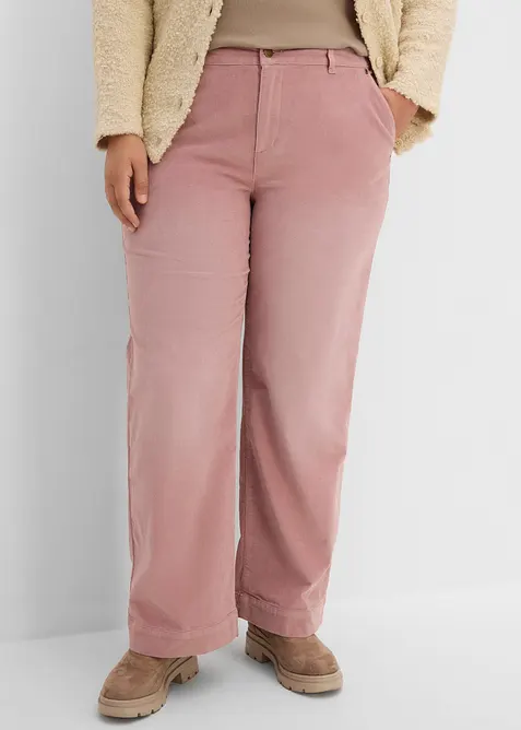 Pantaloni in velluto a coste di misto cotone elasticizzato, bonprix