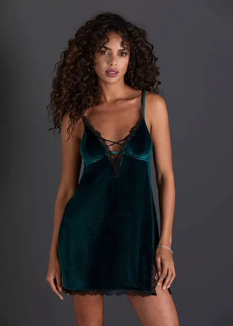 Abito in velluto con pizzo, bonprix