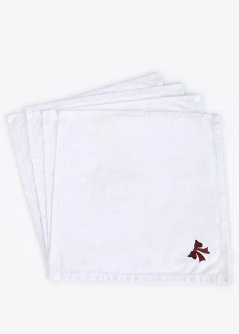 Tovaglioli in tessuto di cotone biologico con ricamo (pacco da 4), bonprix