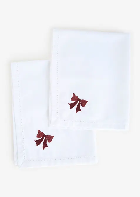 Tovaglioli in tessuto di cotone biologico con ricamo (pacco da 4), bonprix
