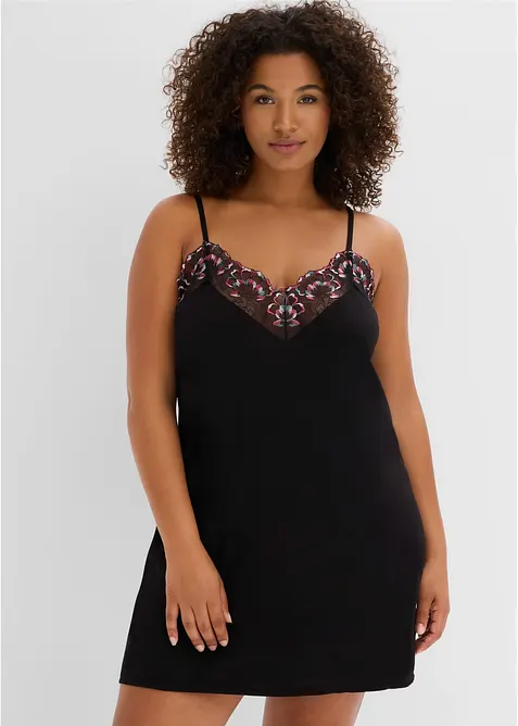 Sottoveste in morbida viscosa con ricamo delicato, bonprix