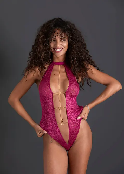 Body con perizoma con catenina staccabile, bonprix