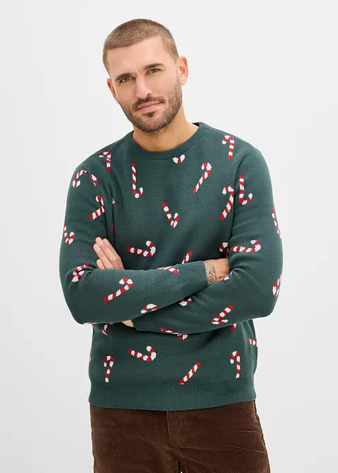 Maglione in filato fine con motivo natalizio, bonprix