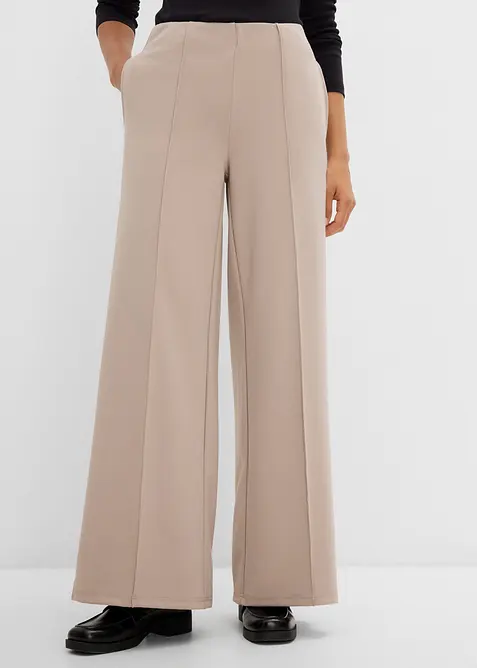 Pantaloni a palazzo in morbido punto di Roma, bonprix