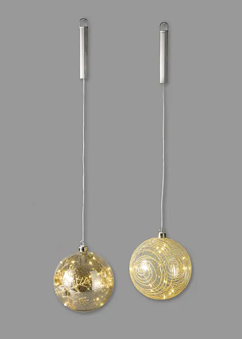 Decorazione da appendere LED palline di Natale (pacco da 2), bonprix