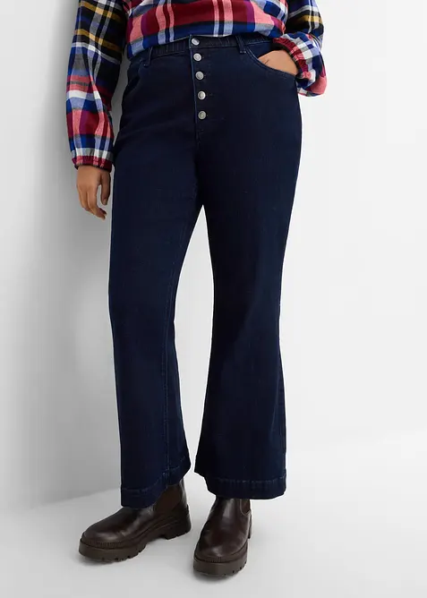 Jeans flared con vita comoda, vita alta, bonprix