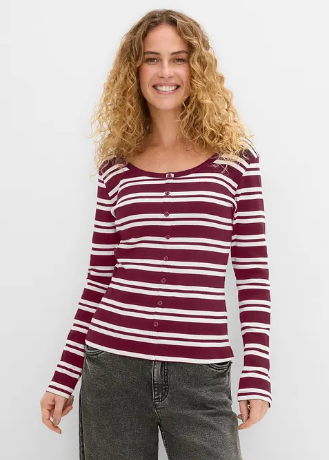 Maglia a maniche lunghe a costine in puro cotone biologico (pacco da 2), bonprix