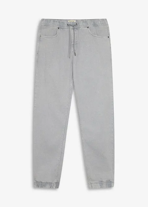 Pantaloni relaxed fit con elastico in vita in twill di puro cotone, tapered, bonprix