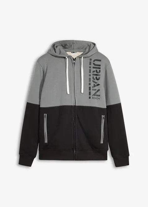 Felpa termica con zip e fodera in pile teddy, bonprix