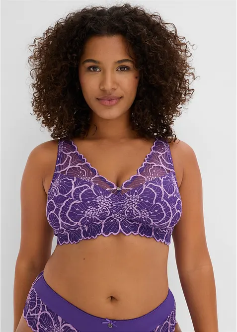 Bralette minimizer con pizzo bicolore, bonprix