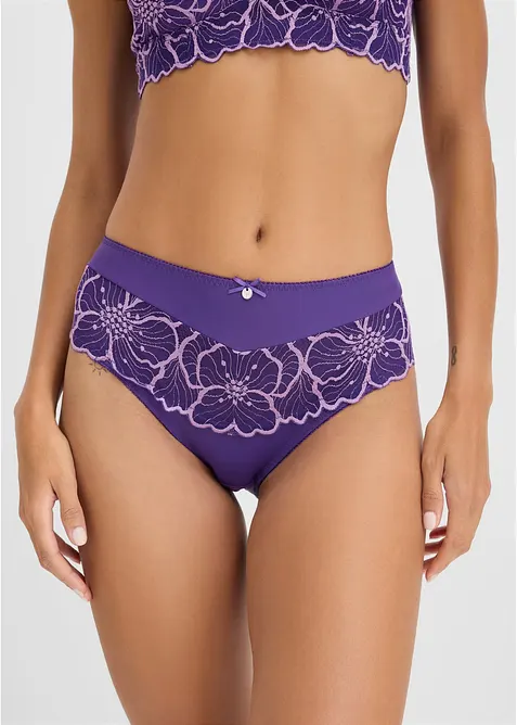 Slip alto con pizzo bicolore, bonprix