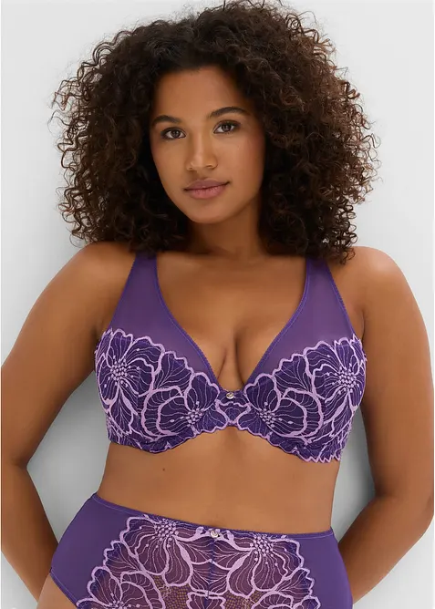 Reggiseno con coppe preformate e pizzo bicolore, bonprix