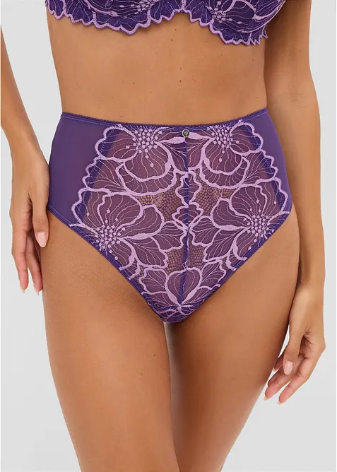 Perizoma a vita alta con pizzo bicolore, bonprix