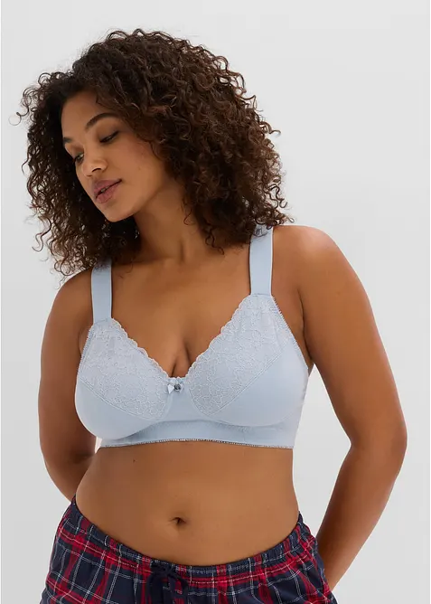 Reggiseno senza ferretto con cotone biologico e pizzo (pacco da 2), bonprix