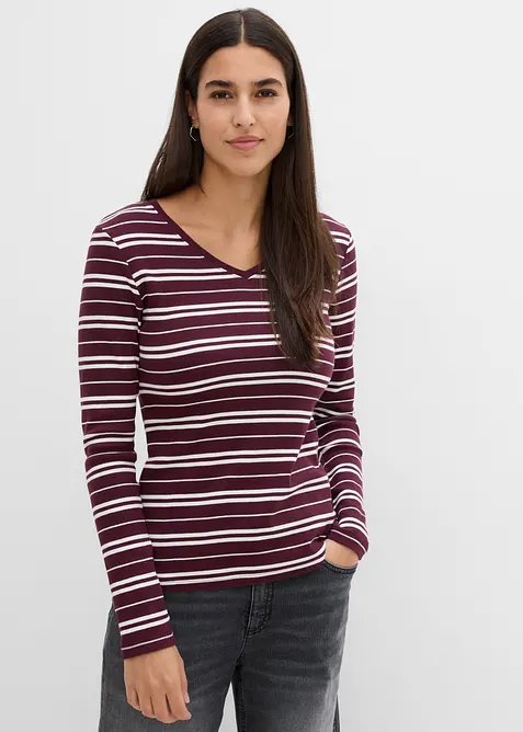 Maglia a maniche lunghe in misto cotone biologico elasticizzato (pacco da 2), bonprix