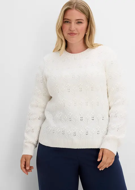 Maglione con motivo traforato, bonprix