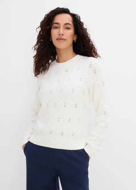 Maglione con motivo traforato, bonprix