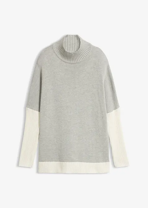 Maglione loose fit in misto cotone con spacchetti laterali, bonprix
