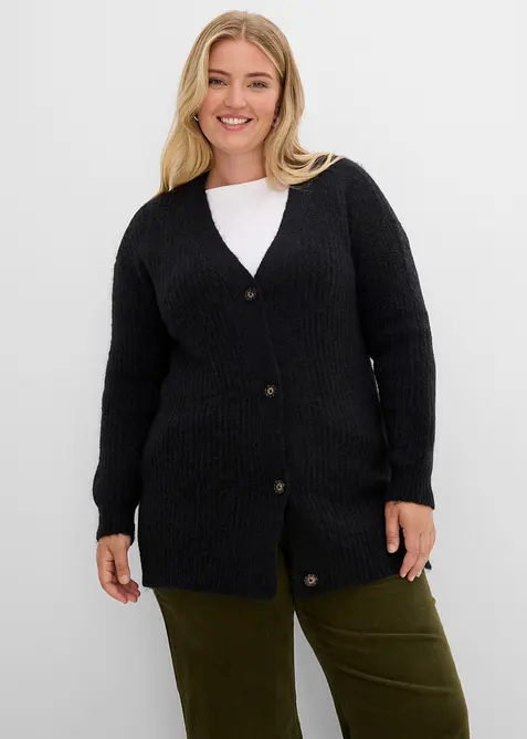 Cardigan in filato grosso di misto lana morbido, bonprix
