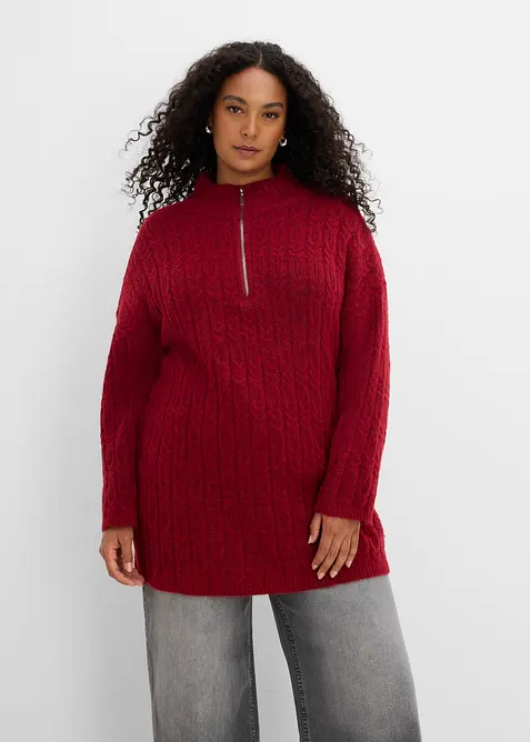 Maglione lungo a trecce, bonprix