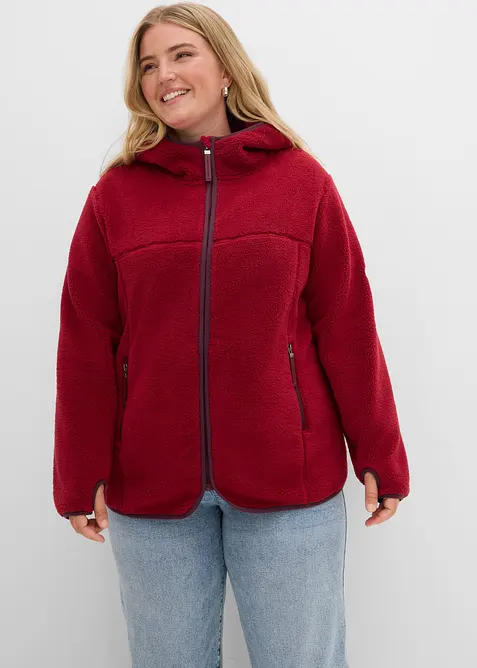 Giacca in pile teddy con cappuccio, bonprix