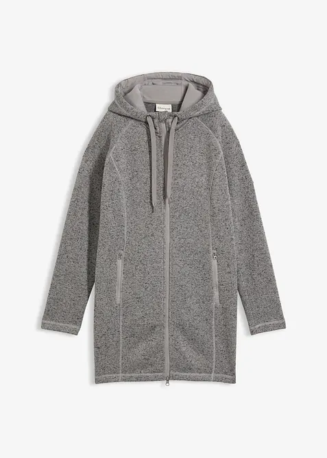 Giacca lunga in pile con cappuccio, bonprix