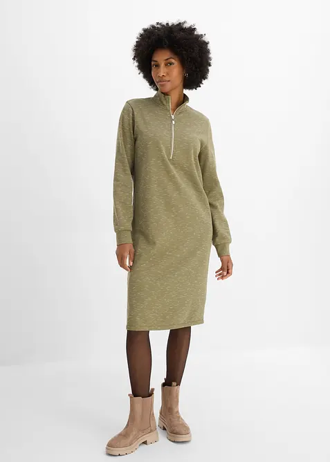 Abito in felpa con mezza zip, bonprix