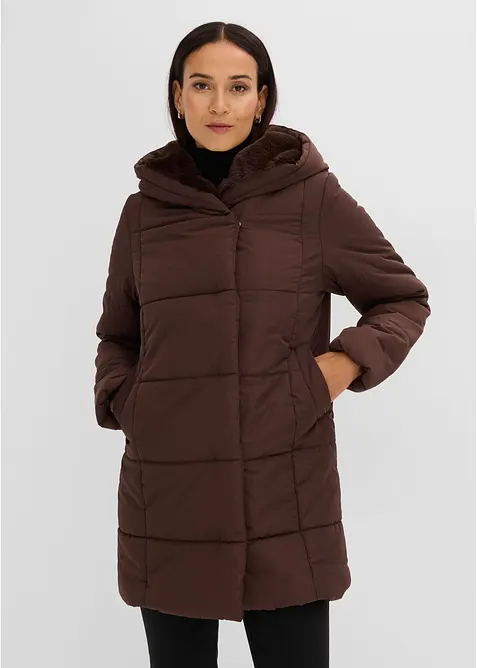 Giacca trapuntata con inserto in pelliccia sintetica, bonprix