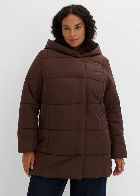 Giacca trapuntata con inserto in pelliccia sintetica, bonprix
