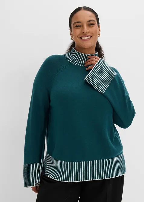 Maglione con collo a lupetto in misto cachemire morbido, bonprix