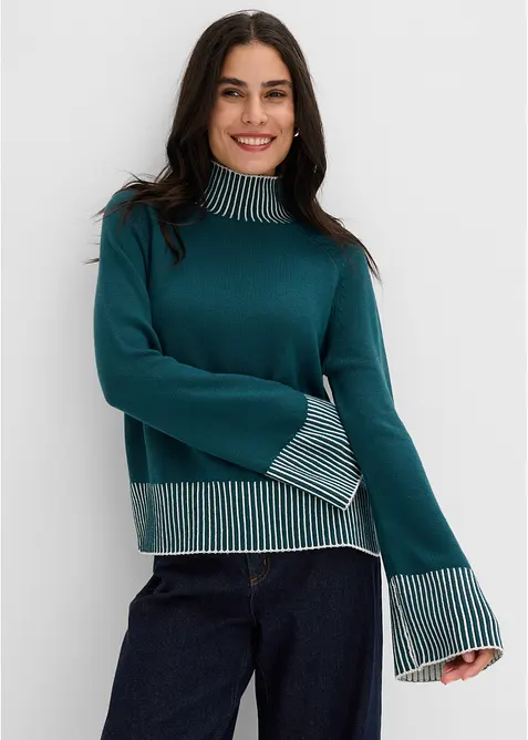 Maglione con collo a lupetto in misto cachemire morbido, bonprix
