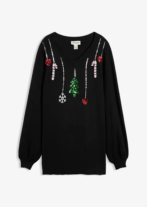 Maglione natalizio pr&eacute;maman / da allattamento con paillettes, bonprix