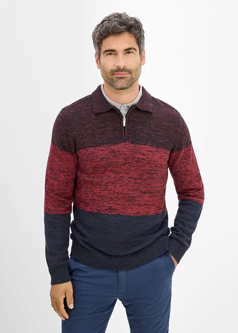 Maglione in filato fine con collo a polo, bonprix