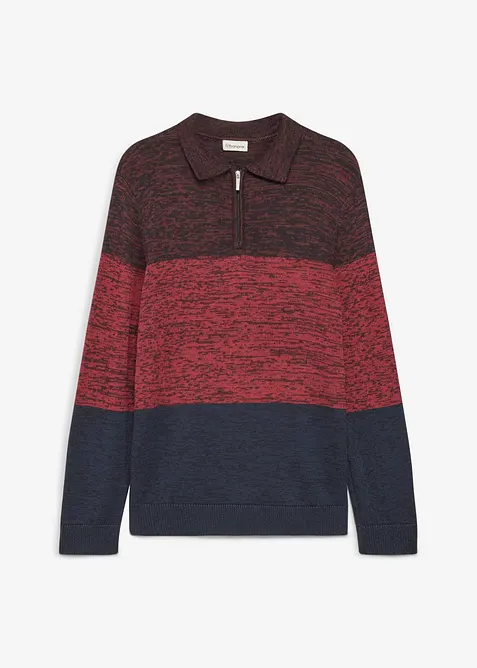 Maglione in filato fine con collo a polo, bonprix