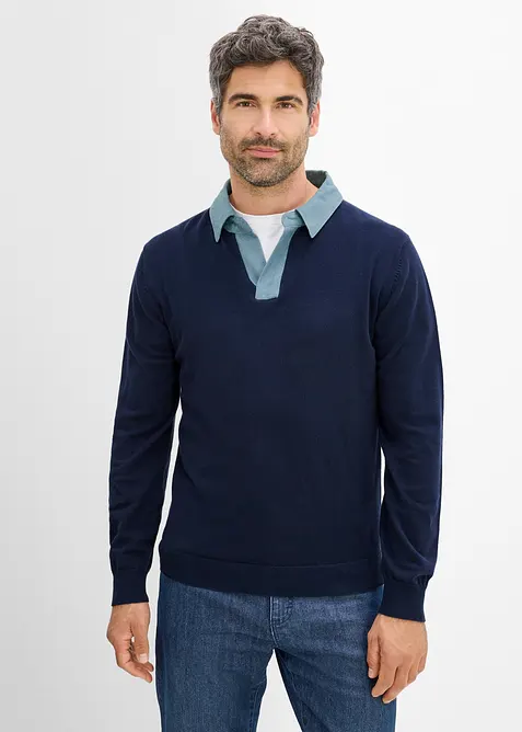 Maglione in filato fine con effetto 2 in 1, bonprix