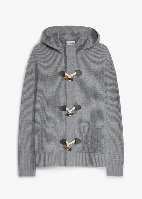 Cardigan in maglia grossa con cappuccio, bonprix