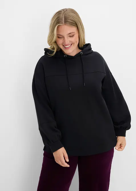 Felpa con cappuccio oversize in morbido misto cotone, bonprix