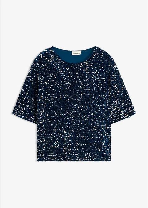 Maglia in morbido velluto con paillettes, bonprix