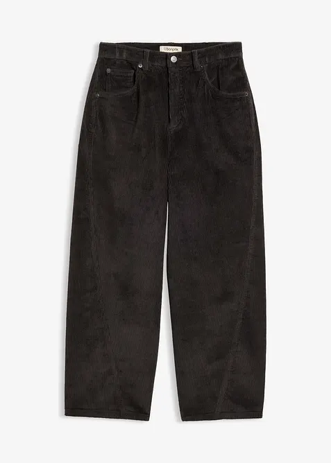 Pantaloni barrel in velluto a coste di misto cotone elasticizzato, bonprix