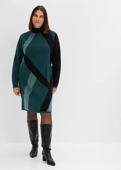 Abito in maglia jacquard con righe moderne, bonprix